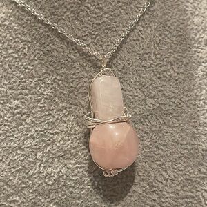 Rose Quartz & Quartz Necklace 18”